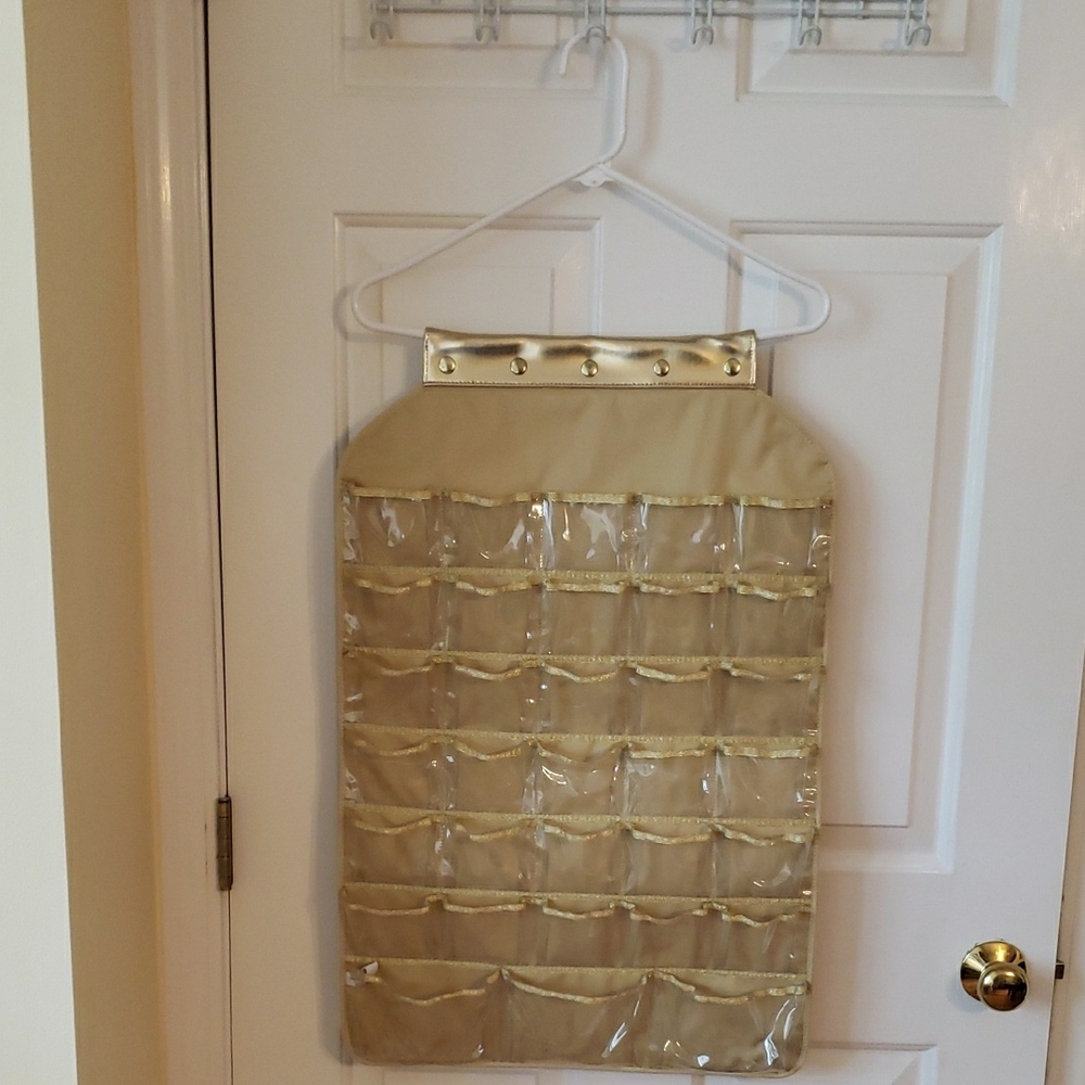 Jewelry Organizer- Gold Hanging Double Sided (66 Pockets) By Lilian Vernon